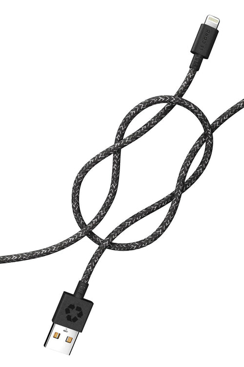 Charge your Mac Products helping the environment!!Black iPhone Lightning cable · 2 meter · Made of recycled fishing nets