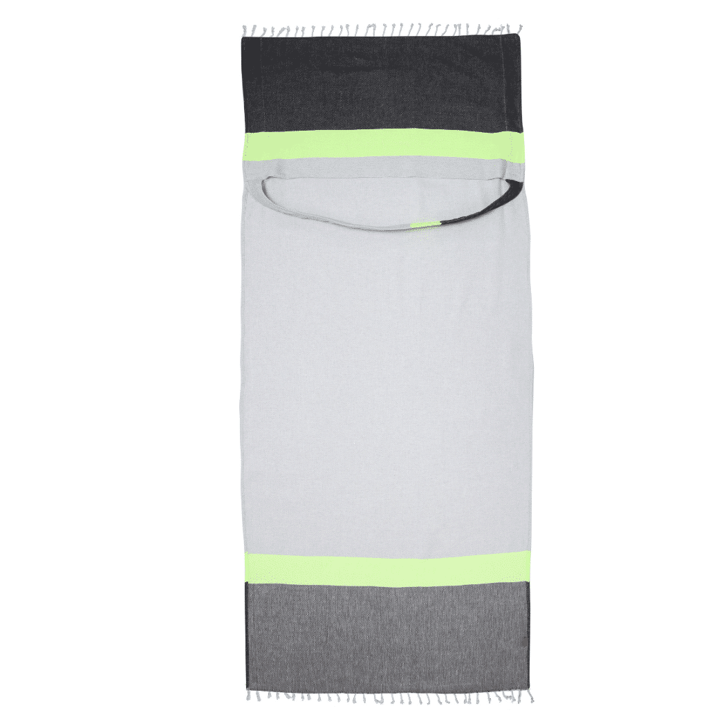 2-in-1 Beach Towel Bag in Grey & Charcoal – Made from Recycled Cotton
